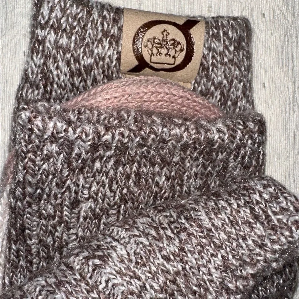 BORN Heather Brown Pink Beige US W 4-10 Texture Knit Pattern Boot Socks 2 Pack